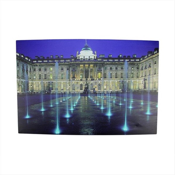 Back2Basics 23.75 in. Battery Operated 8 LED Lighted Englands Somerset House Scene Canvas Wall Hanging BA72785